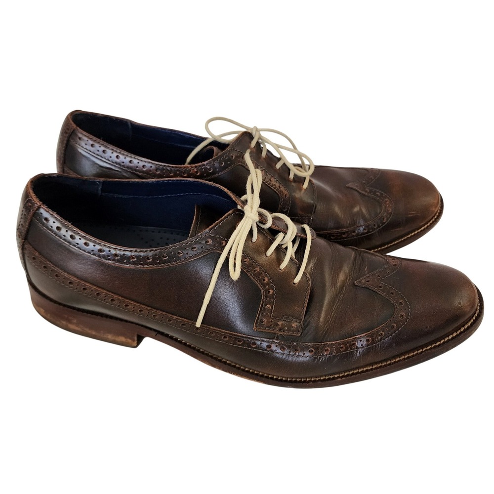 Cole Haan Mens Dark Brown Leather Wingtip Brogue Derby Shoes C24363 Size 12 M